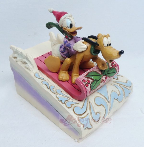 Disney Enesco Traditions Jim Shore : 6008973 Weihnachten Donald & Pluto im Schlitten