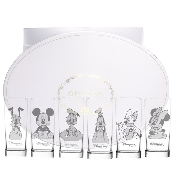 Disney Arribas Glas Trinkglas Saftglas Disenyland Paris : Set mit 6 Gläsern Mickey mit Freunden