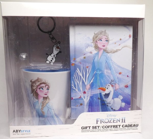 Disney ABYstyle Tass MUGs 250 ml + Notizbuch + Pin : Frozen II / Eiskönigin II Elsa &amp;amp; Olaf