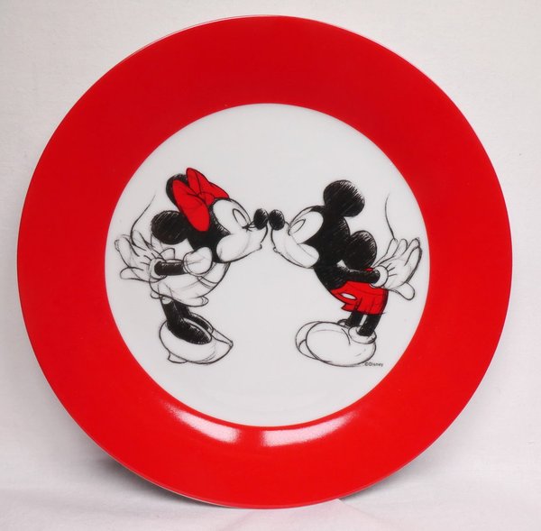 Disney Gedalabels Teller Mickey Kiss Sketch rot 21cm