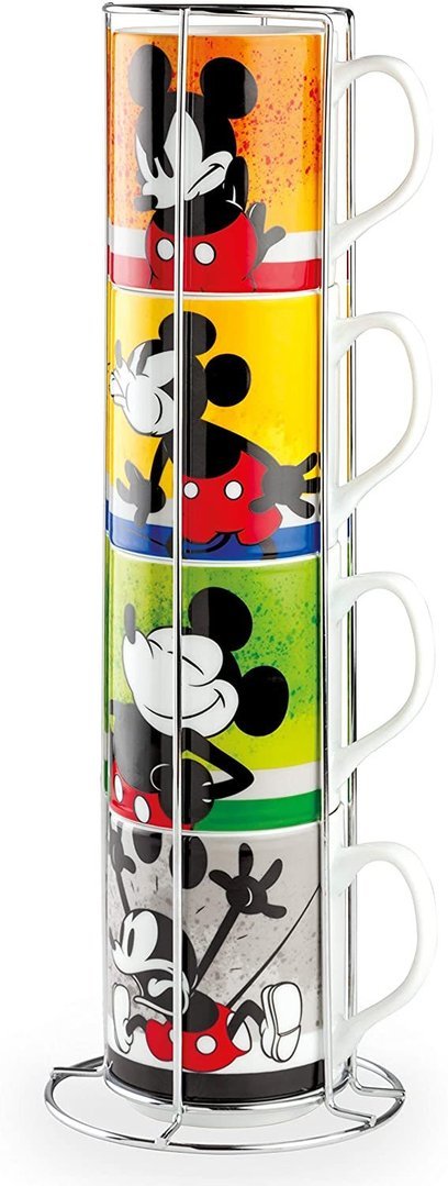 Disney Egan Haushalt MUG Tasse Pott Kaffeetasser Set mit 4 Tassen & RAK: Mickey Mouse