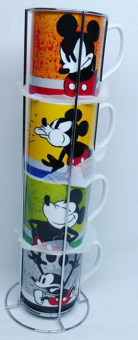 Disney Egan Haushalt MUG Tasse Pott Kaffeetasser Set mit 4 Tassen & RAK: Mickey Mouse