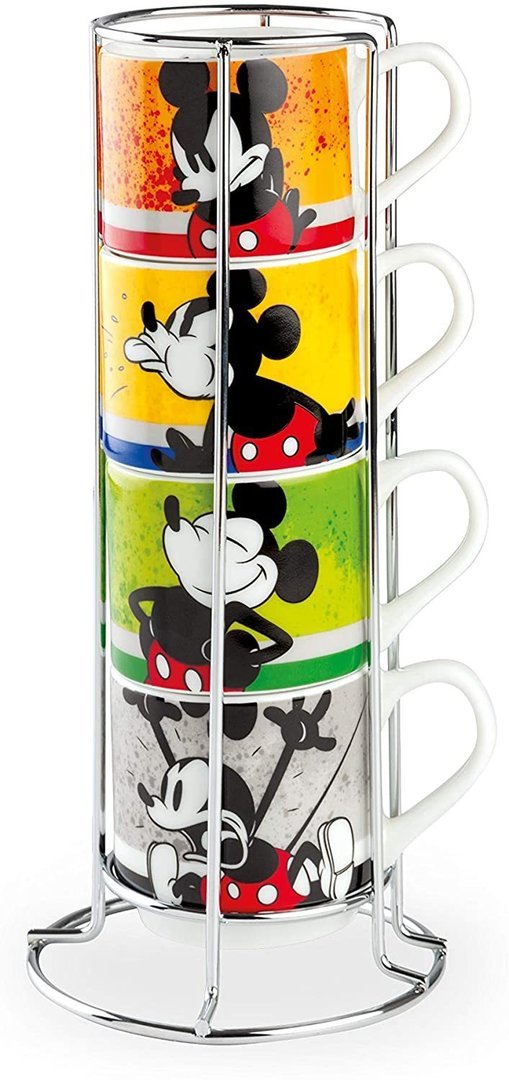 Disney Egan Haushalt MUG Tasse Pott Espressotasse Set mit 4 & RAK  : Mickey Mouse