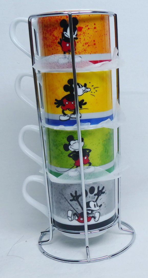 Disney Egan Haushalt MUG Tasse Pott Espressotasse Set mit 4 & RAK  : Mickey Mouse