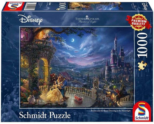 Disney Puzzle Schmidt Thomas Kinkade 1000 Teile : 59484 Die Schöne und das Biest Tanz im Mondlicht