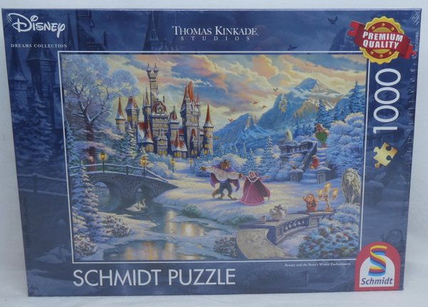 Disney Puzzle Schmidt Thomas Kinkade 1000 Teile : 59671 die schöne und das Biest Wintertraum
