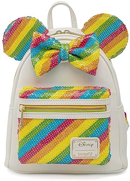 Disney Loungefly Rucksack Daypack WDBK1659 Minnie Mouse Sequin Rainbow