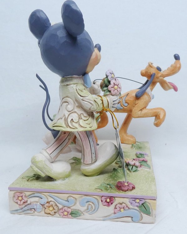 Disney Traditions Figure Jim Shore: 6010101 Mickeyy, Minnie & Pluto in Spring White woodland