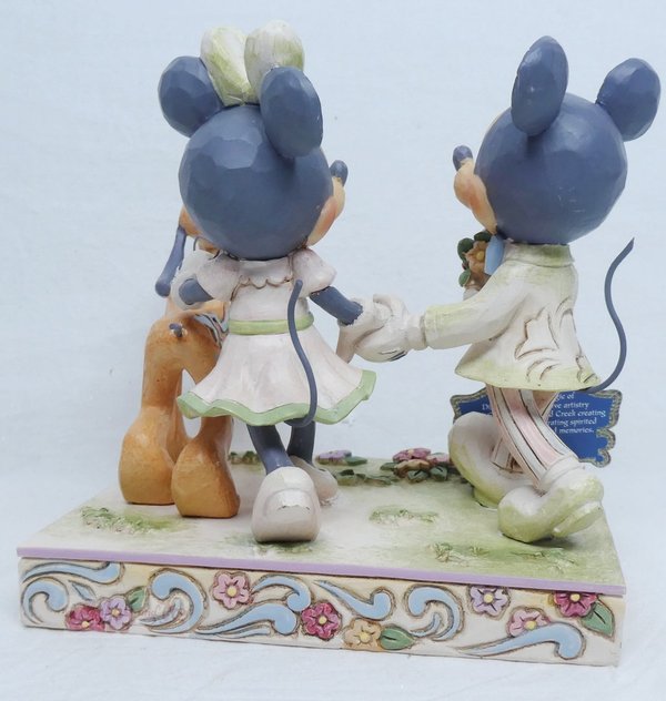 Disney Traditions Figure Jim Shore: 6010101 Mickeyy, Minnie & Pluto in Spring White woodland