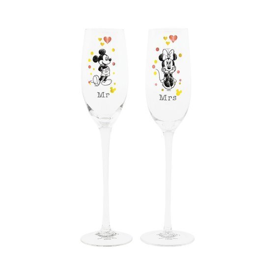 Disney Enesco Enchanting Household Glasses: A30569 Champagne Glasses Mickey & Minnie