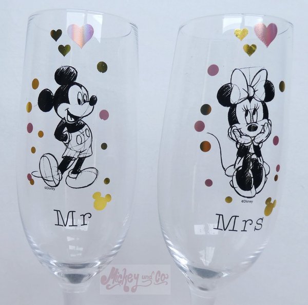 Disney Enesco Enchanting Haushalt Gläser : A30569 Sektgläser Mickey & Minnie