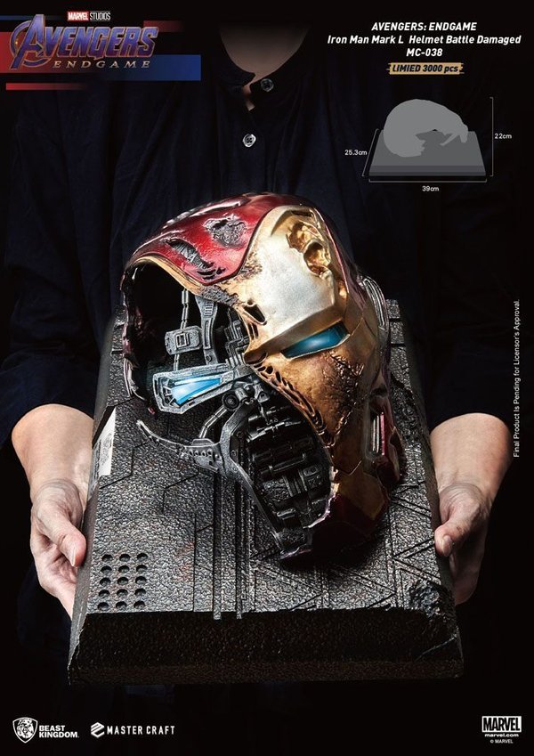 Disney MArvel Beast Kingdom Avengers Endgame Master Craft Statue Iron Man Mark50 Helmet Battle Dama