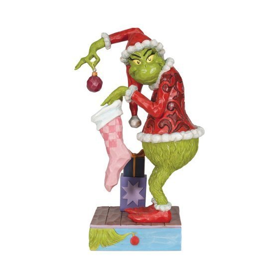 enesco Tradtions Grinch by Jim Shore : Grinch Holding Stocking Placing Ornament in Stocking