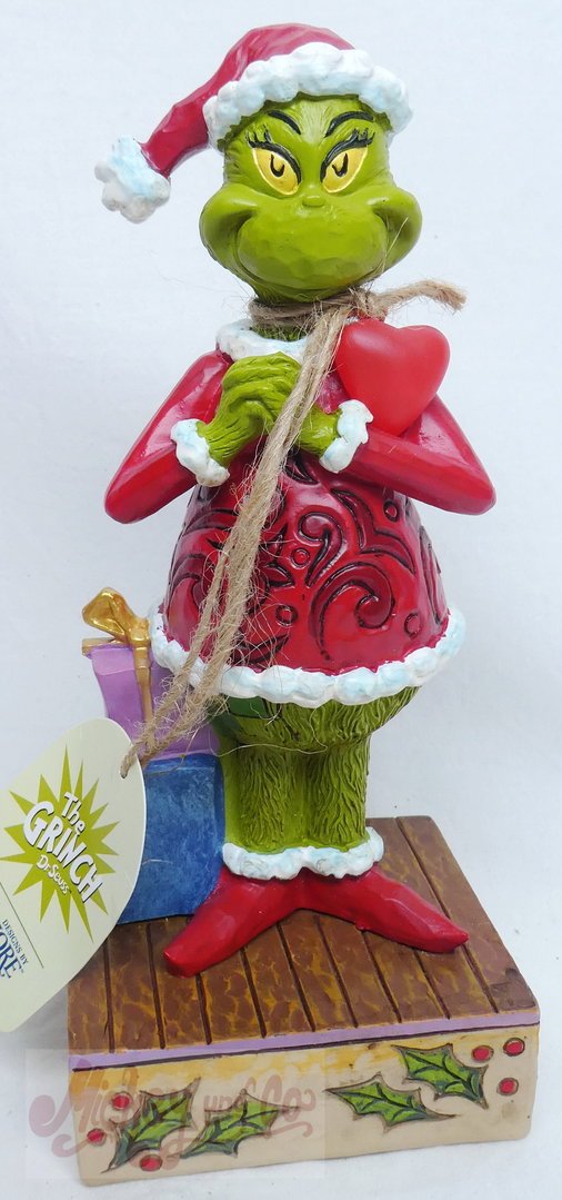 enesco Tradtions Grinch by Jim Shore : Happy Grinch with Blinking Heart Figurine  6010782