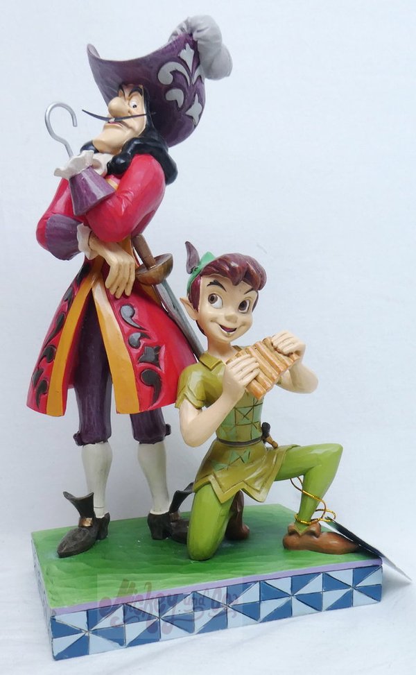 Disney Enesco Traditions Jim Shore ; 6011928 Le Bien contre le Mal Hook et Peter Pan