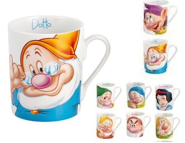 Disney Home MUG Kaffeetasse Tasse Pott Schneewittchen und die 7 Zwerge 340cl :Happy