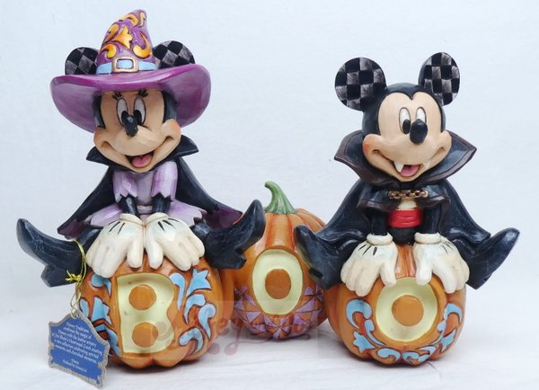 Disney Enesco Traditions Figurine Jim Shore : Mickey et Minnie Boo Pumpkins 601302 BOO