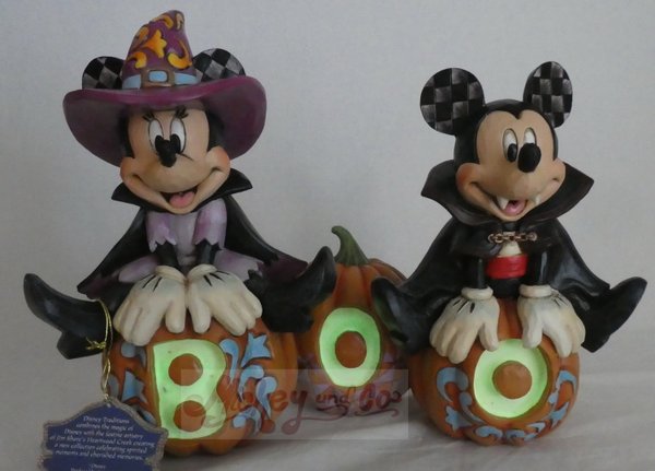 Disney Enesco Traditions Jim Shore Figur: Mickey und Minnie Boo Pumpkins 601302 BOO