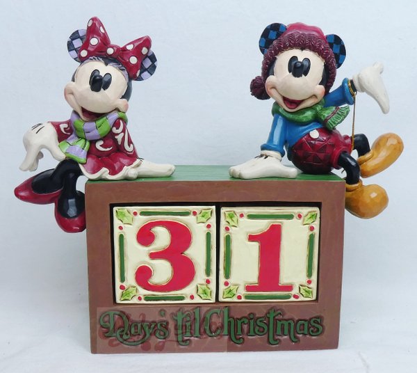 Figurine Disney Enesco Traditions Jim Shore : 6013057 Le compte à rebours de Noël Mickey et Minnie