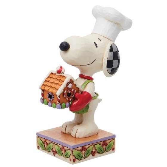 Enesco Peanuts par Jim Shore : 6013045 Figur Snoopy tenant une maison en pain d'épice