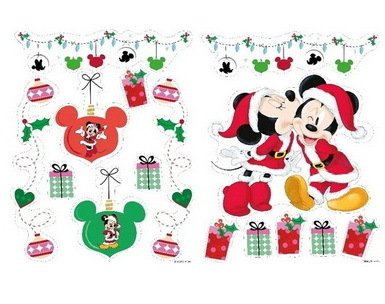 Disney Fensterbilder Kurt S Adler Set mit 2 : Mickey Minnioe Weihnachten