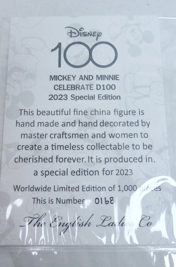 Disney English Ladies Figur Porzellan : ELDMFG28401  Mickey und Minnie Mouse 100 Jahr Edition