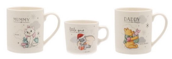 Disney Widdop MUG Tassen Set Weihnachten : Mum, Dad und Baby Marie, Dumbo, Winnie Pooh